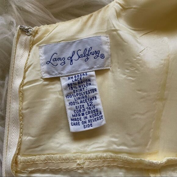 VTG Lanz of Salzburg Pale Yellow/Ivory Lace Gown Mother of the Bride Size 12 - Picture 8 of 11